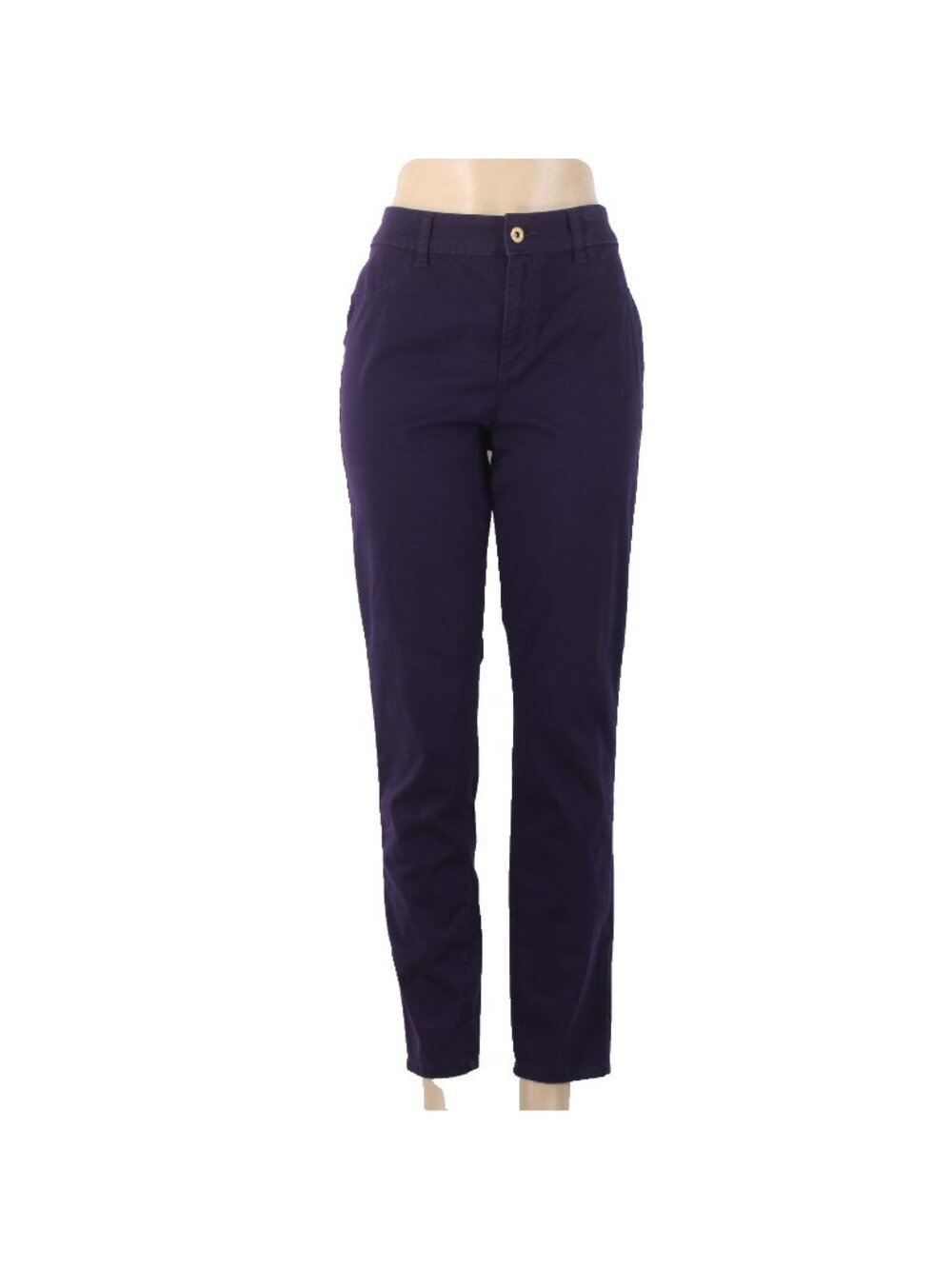 Chicos Pant Sz 1 x 29  Dark Purple Faux Pockets Straight Leg Cotton Spandex Pant